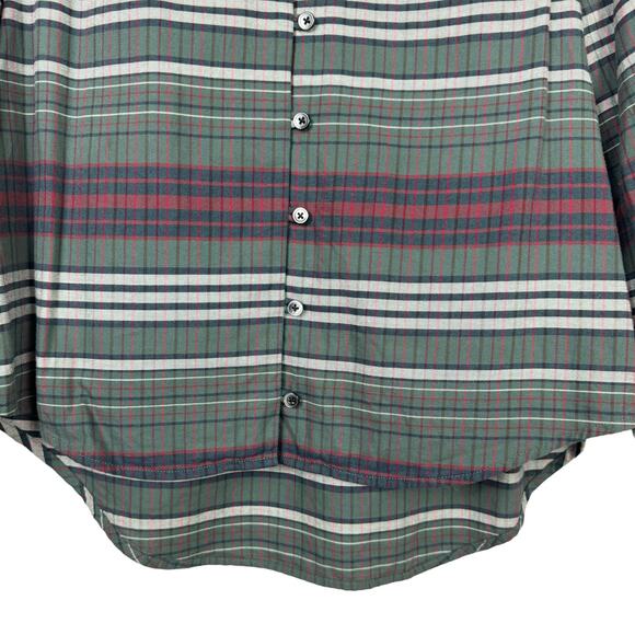 Madewell V-Neck Button Down Shirt in Pineview Plaid Green Flannel Top - Picture 10 of 13